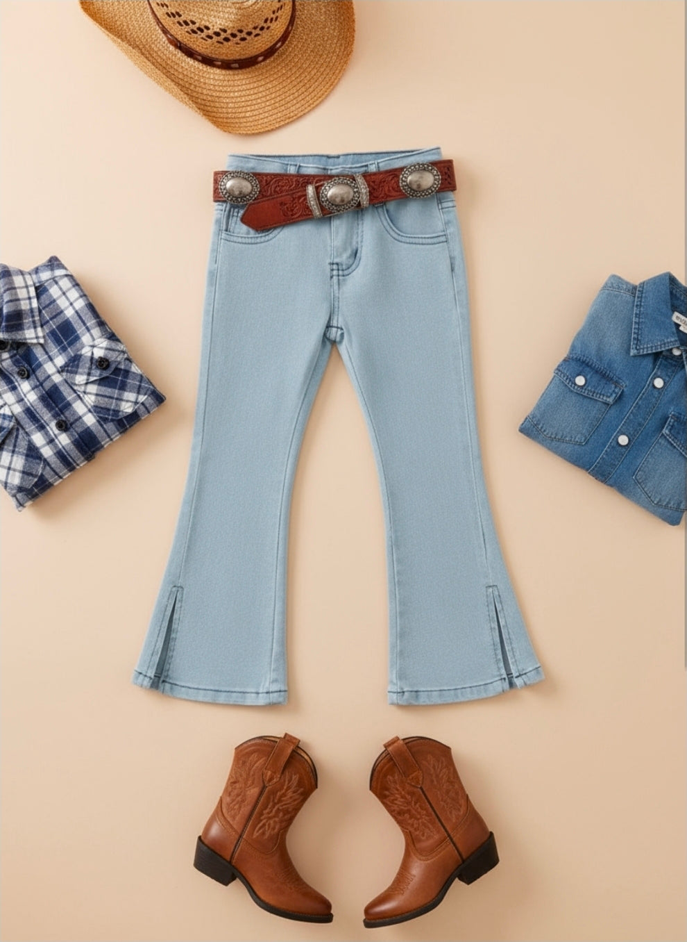 Split Flared Jeans