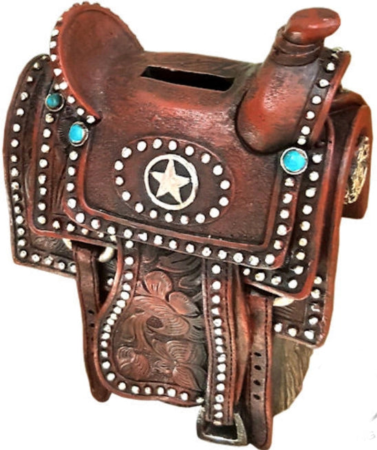 Western Horse Saddle Coin Bank