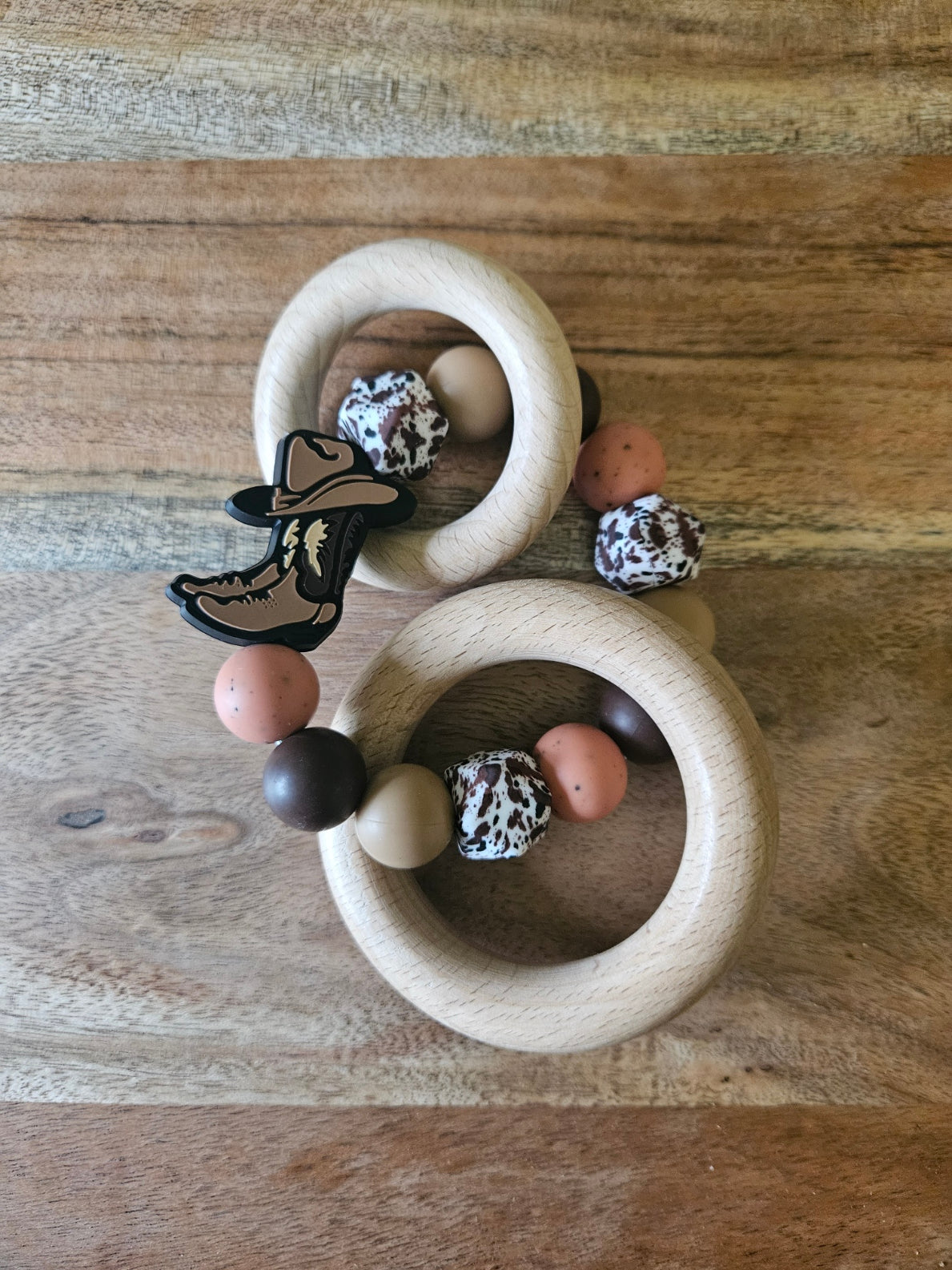 Brown Cowboy Boot Silicone Teether Rattle