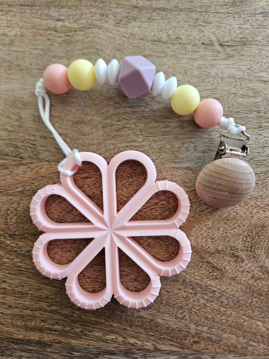 Pink Flower Silicone Teether