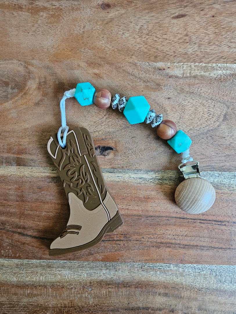 Cowboy Boot Silicone Teether-Teal