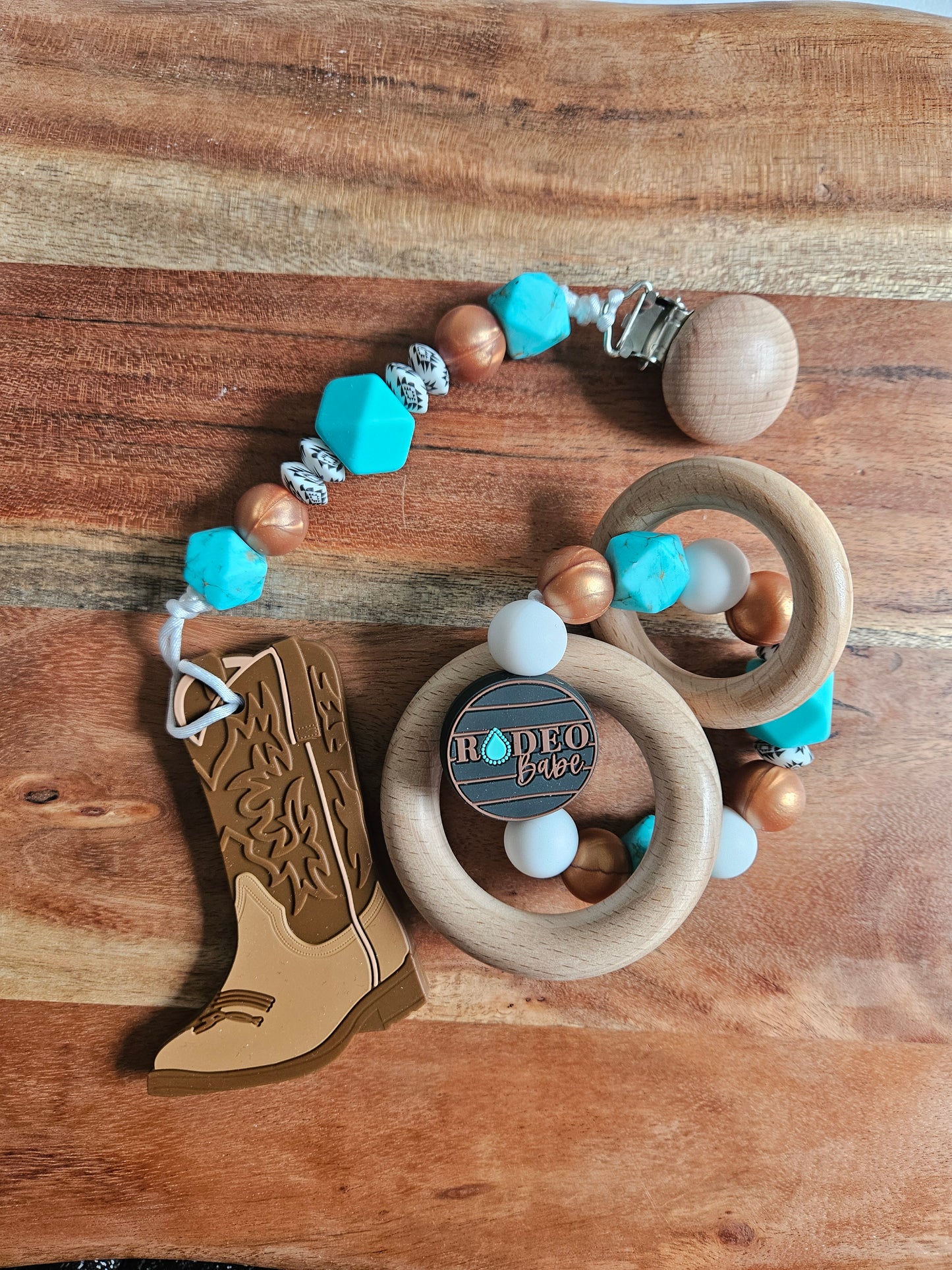 Cowboy Boot Silicone Teether-Teal