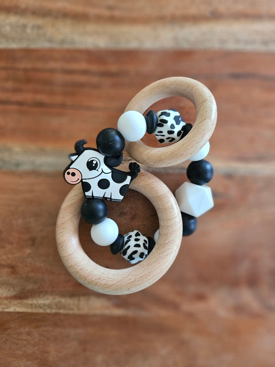 Black Longhorn Cow Silicone Teether