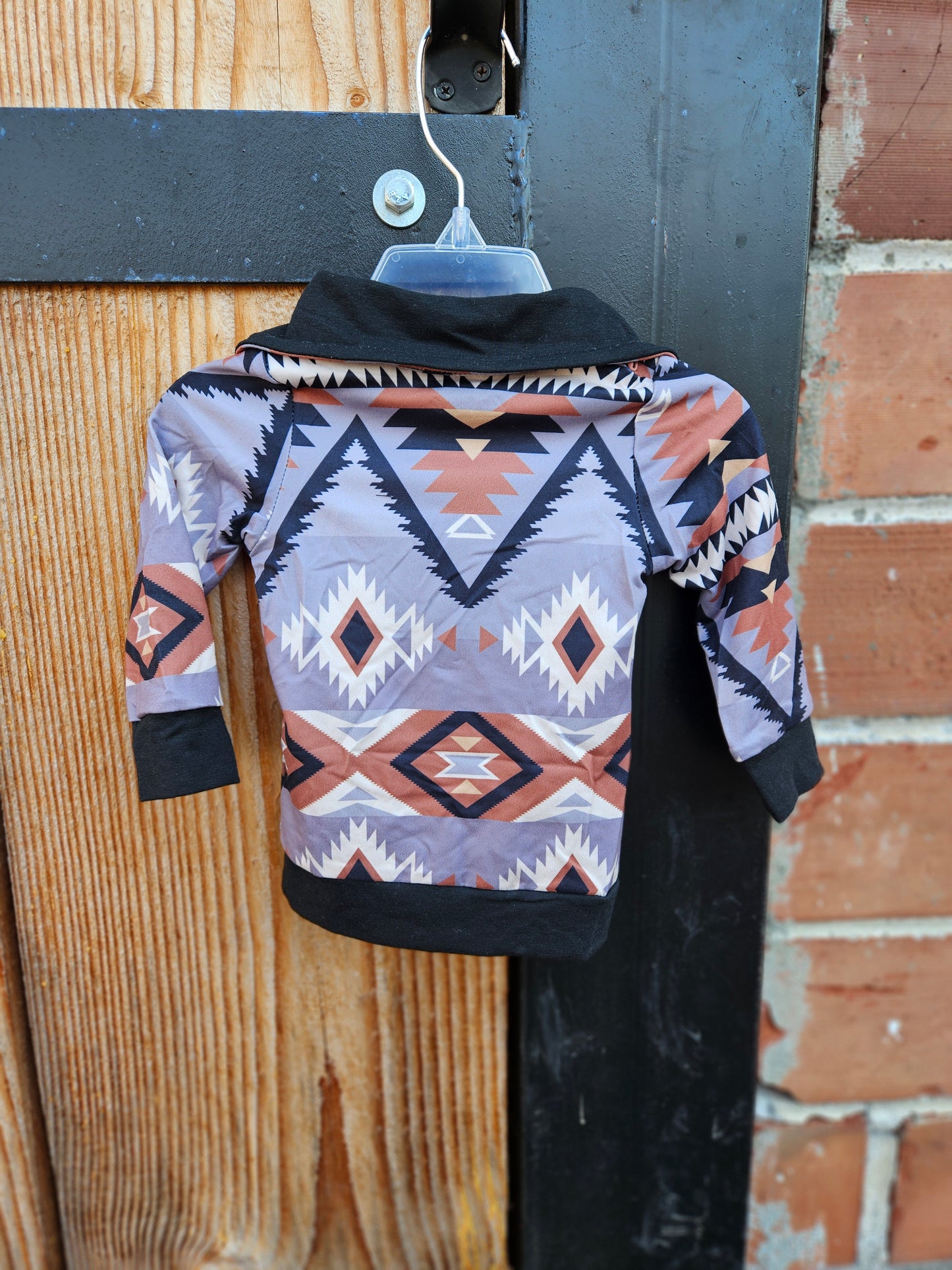 Western Aztec Long Sleeve Half Zip Pullover Tee