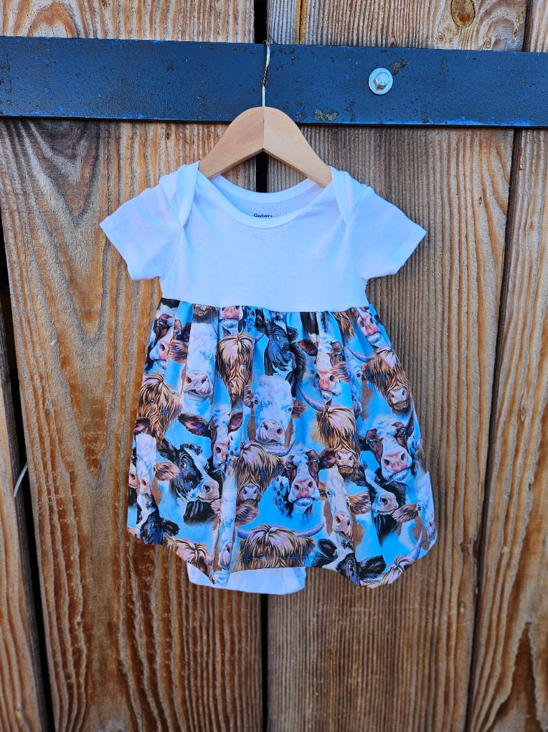 Handmade Onesie Dress-Cow Faces