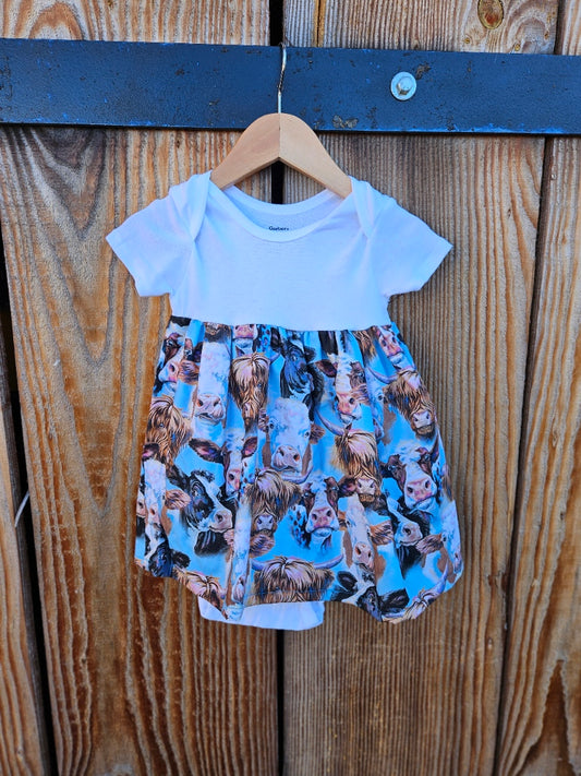 Handmade Onesie Dress-Cow Faces