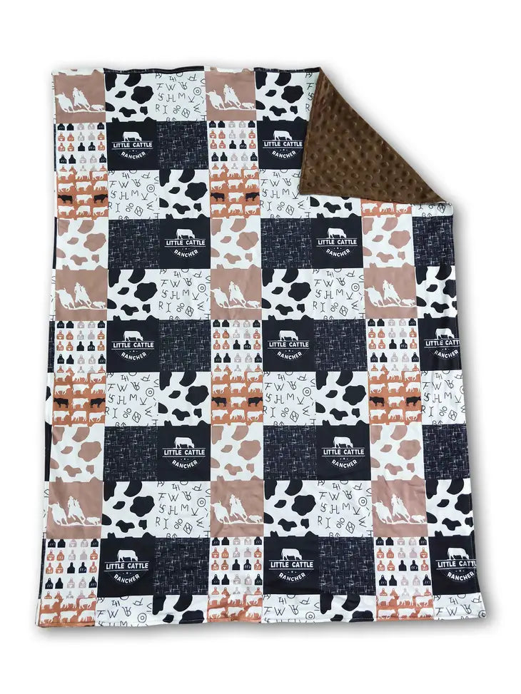 Cattle Rancher Patchwork Minky Baby Blanket