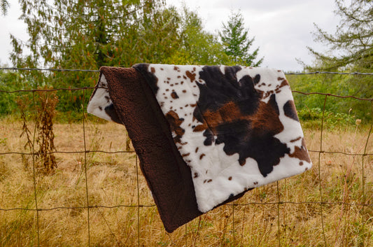 Cowhide Print Sherpa Baby Blanket