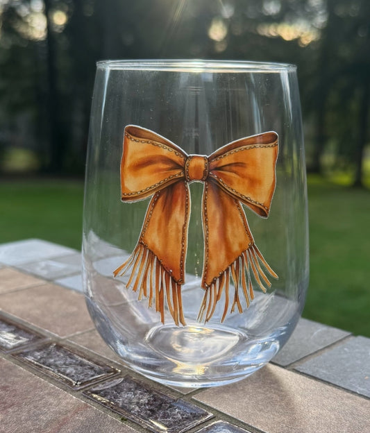 Leather Bow Wine Glass