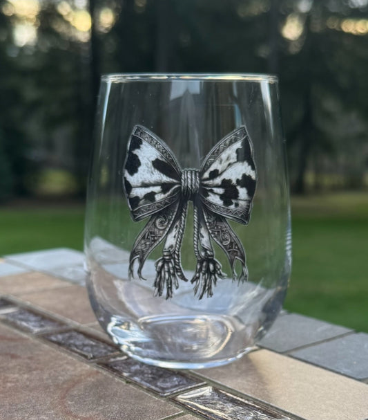 Western Cow Bow Wine Glass