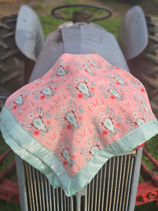 Pink Skull Fleece Baby Blanket