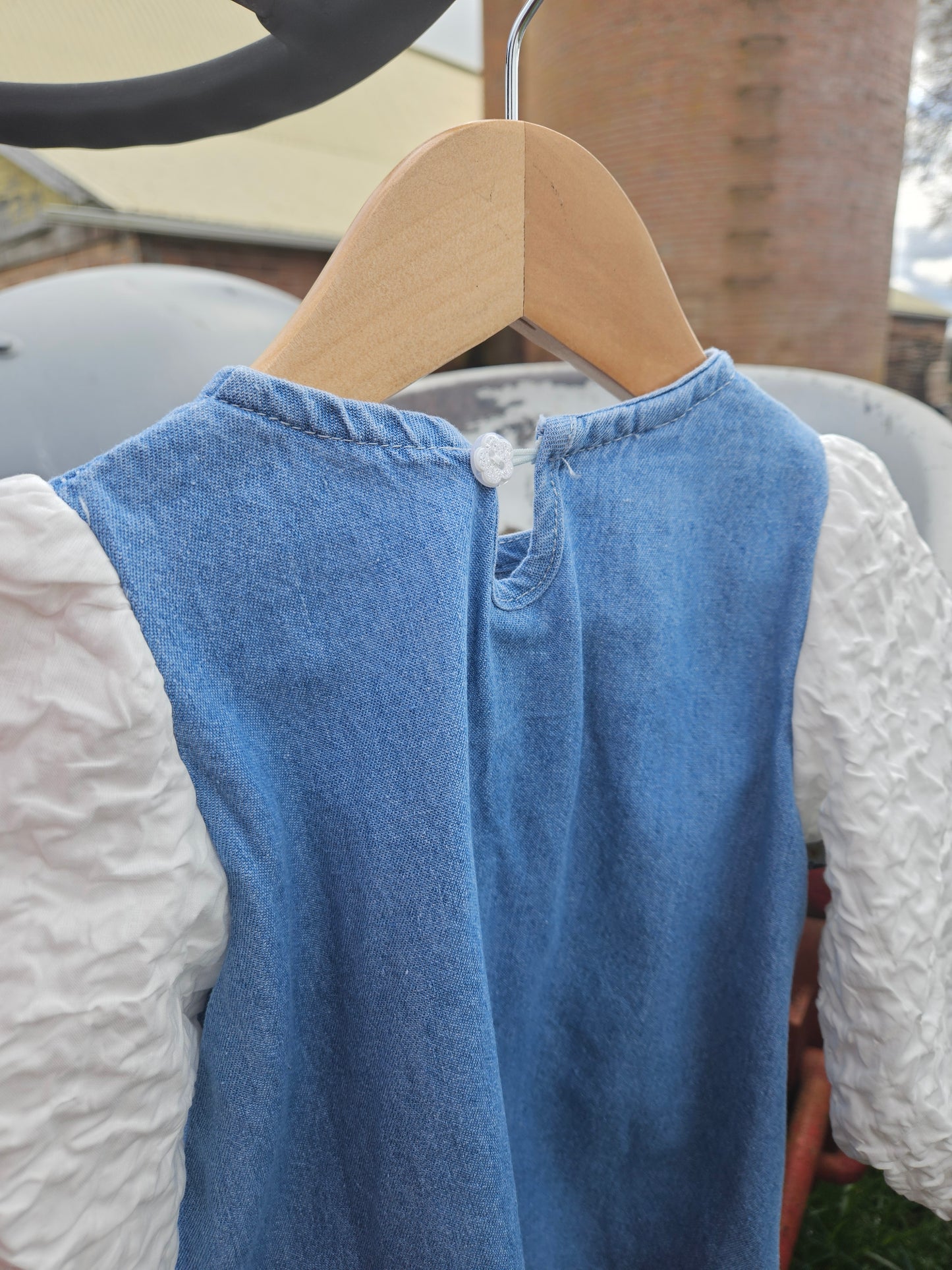 Jean & Crinkle Sleeve Dress