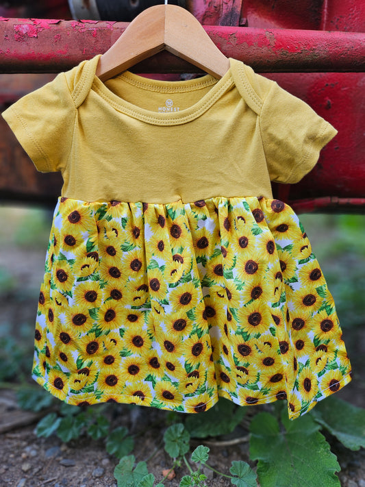 Handmade Onesie Dress-Sunflower