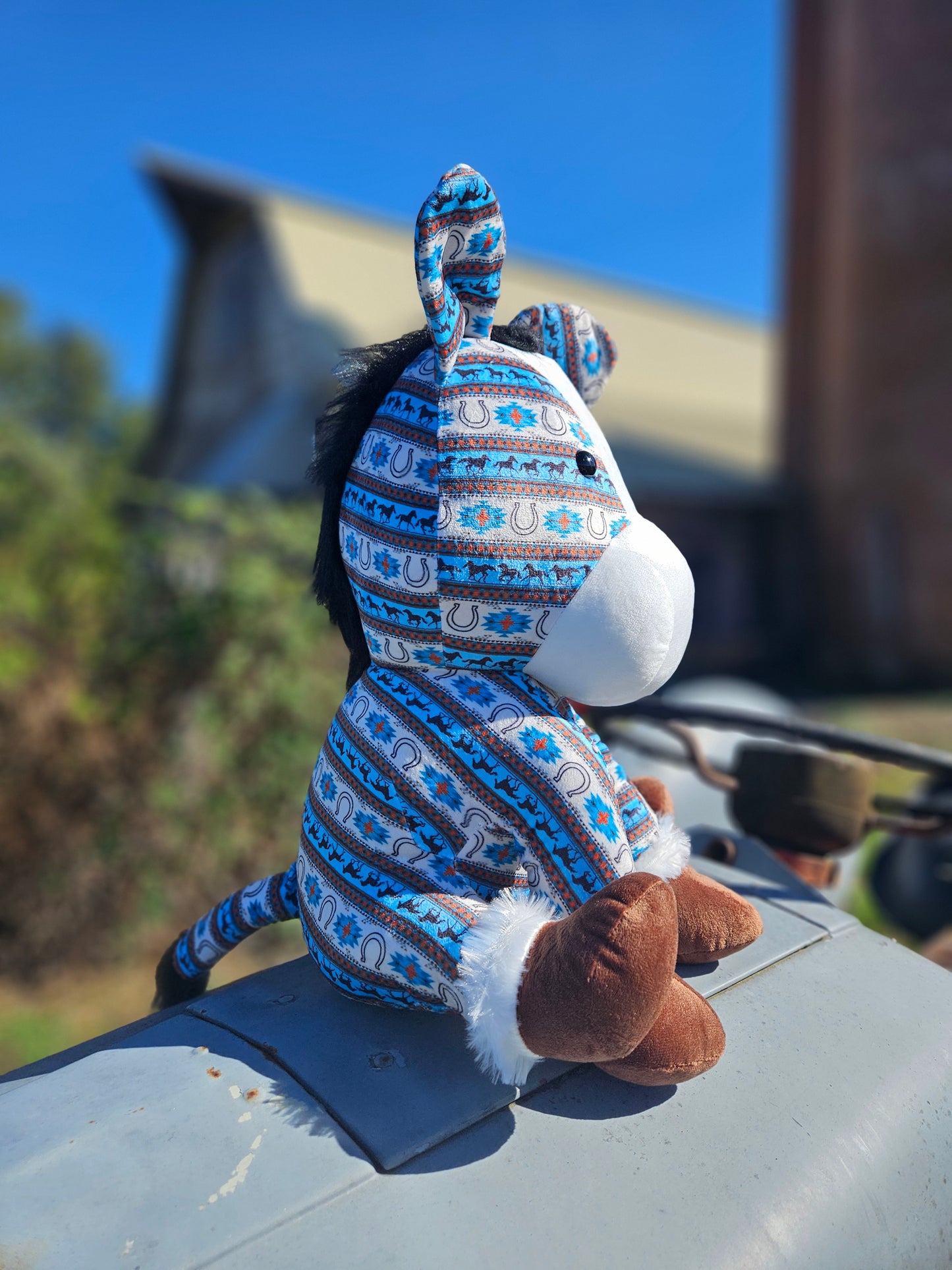 Blue Aztec Horse Plushie