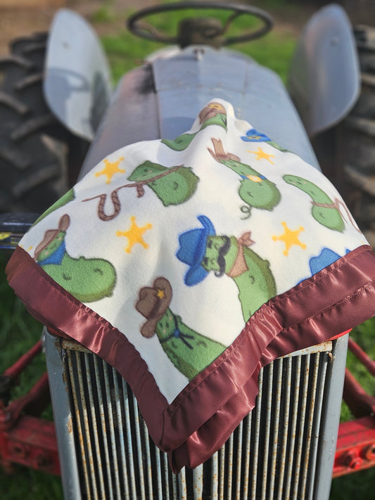 Pickle Cowboy Fleece Baby Blanket