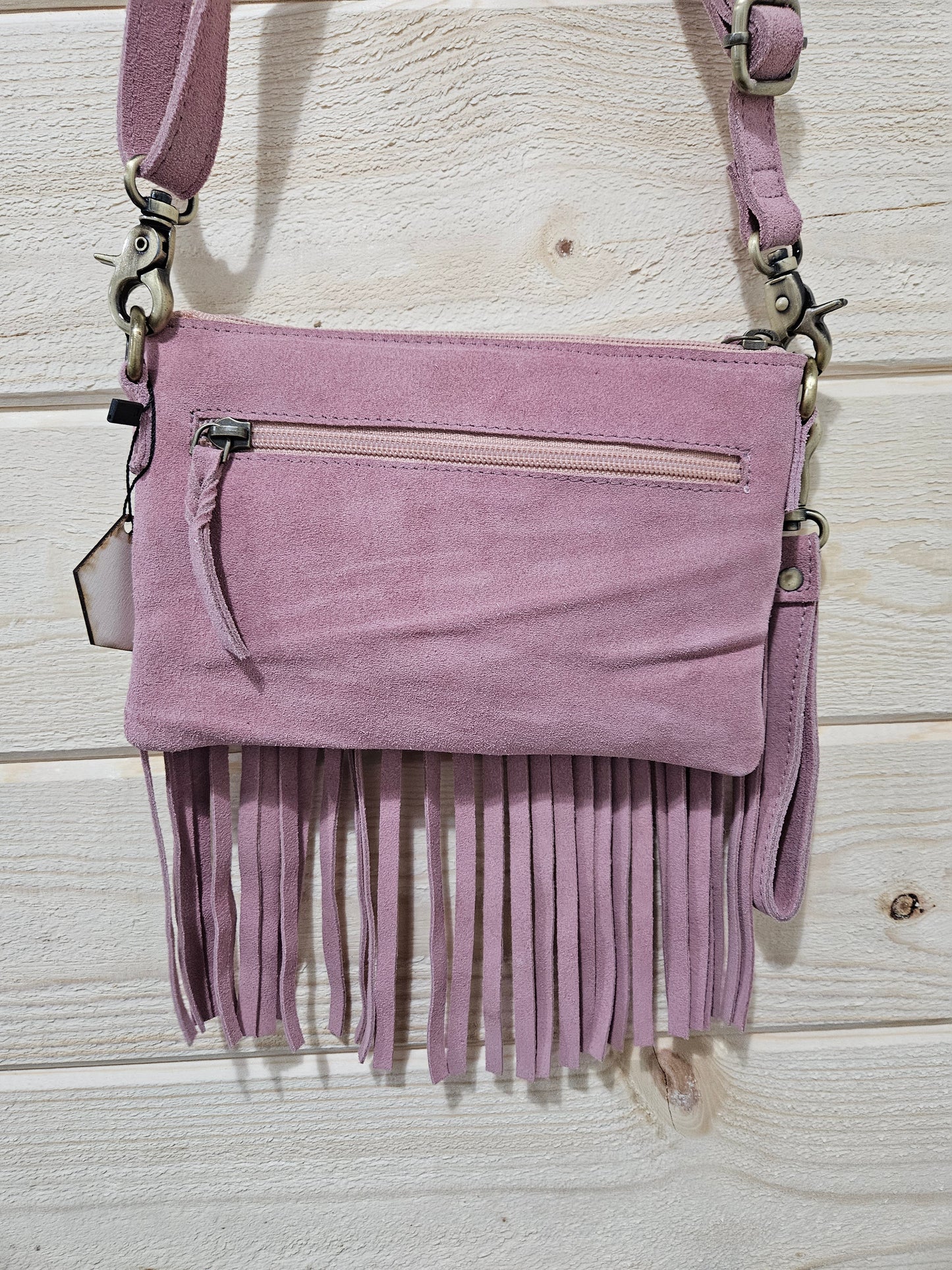 Blush Cowhide Mini Fringe