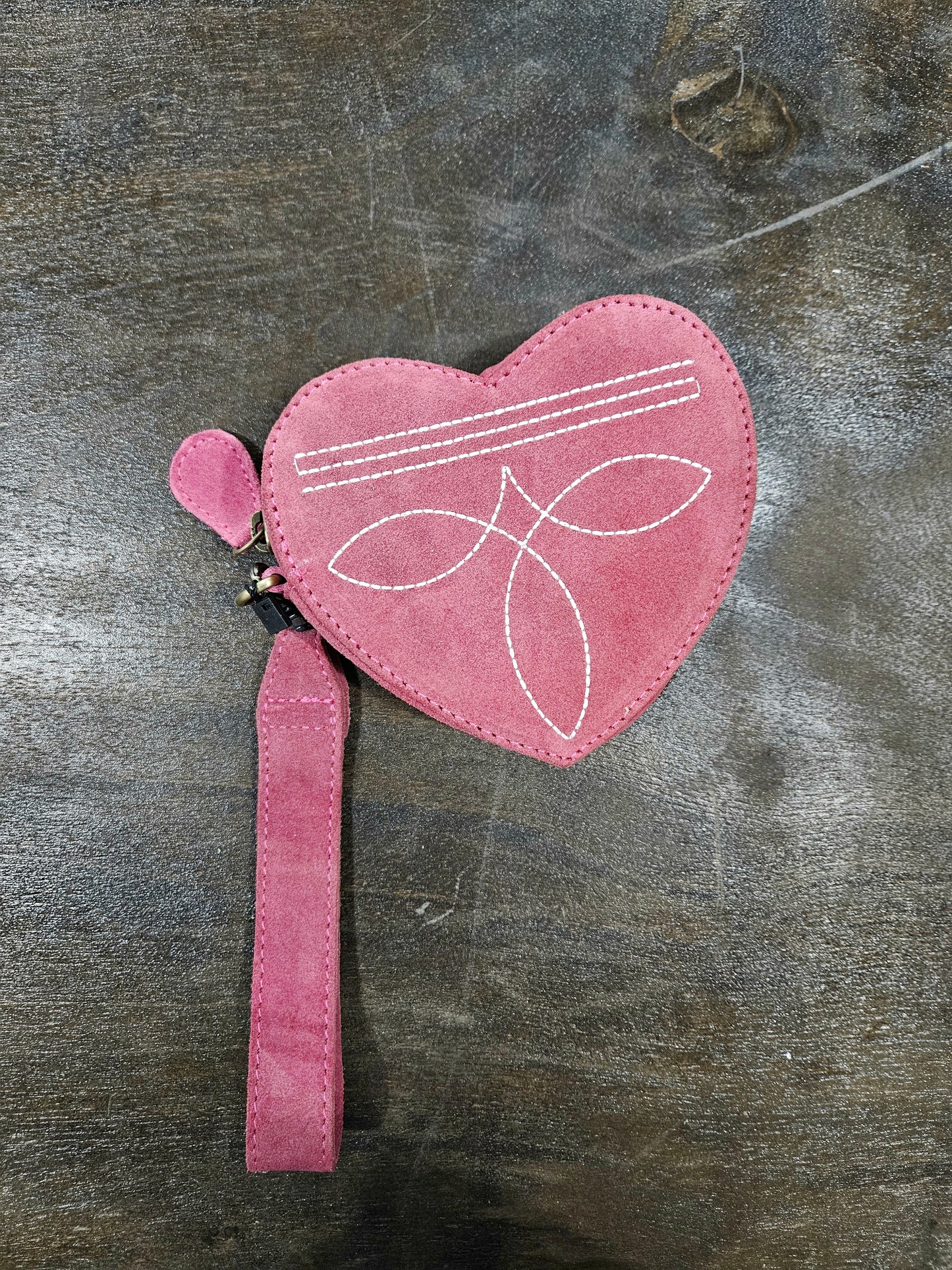 Heart Suede Wristlet