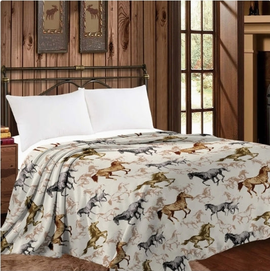 Vintage Horse Plush Blanket
