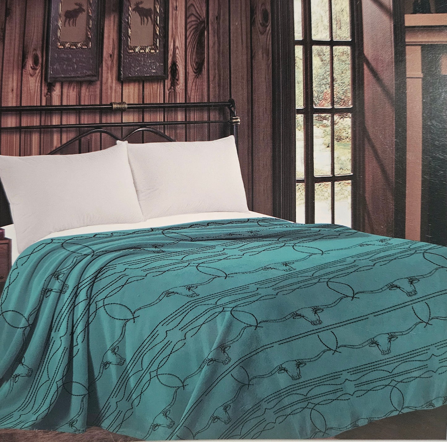 Turquoise Boot Stitch Plush Blanket