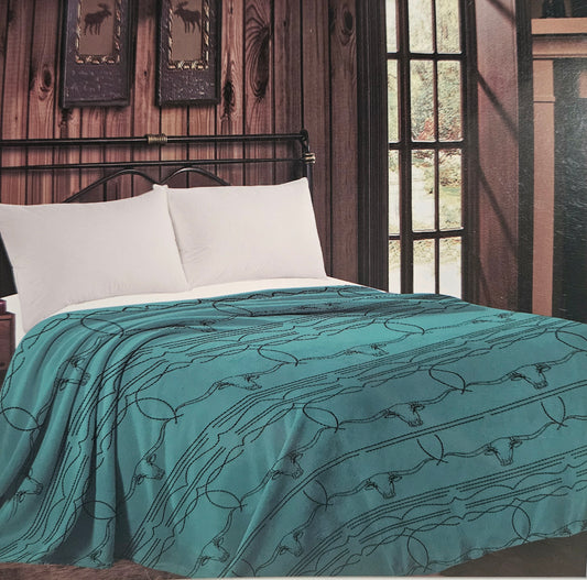Turquoise Boot Stitch Plush Blanket