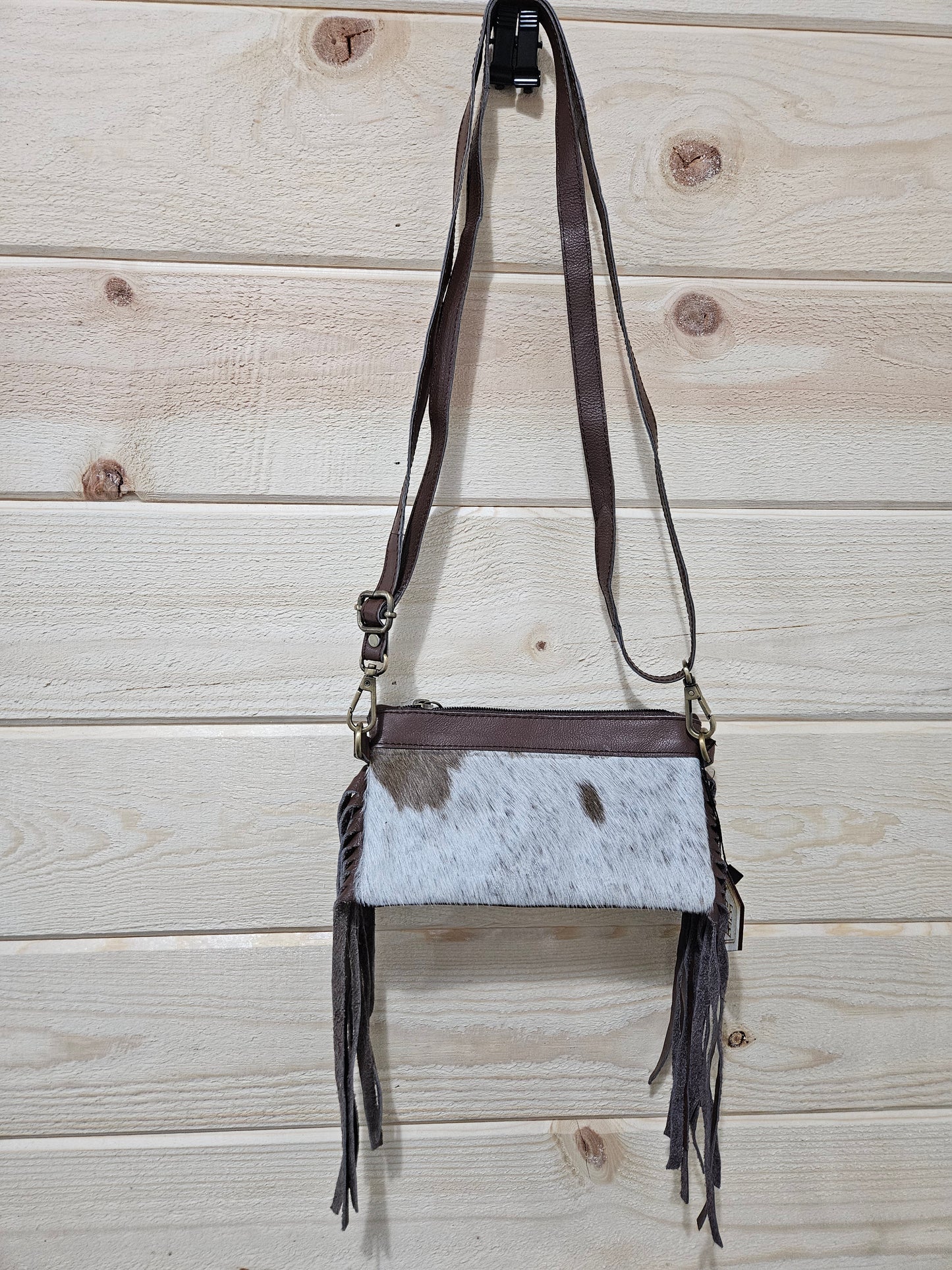 Wallet Style Brown Fringe Cowhide Purse