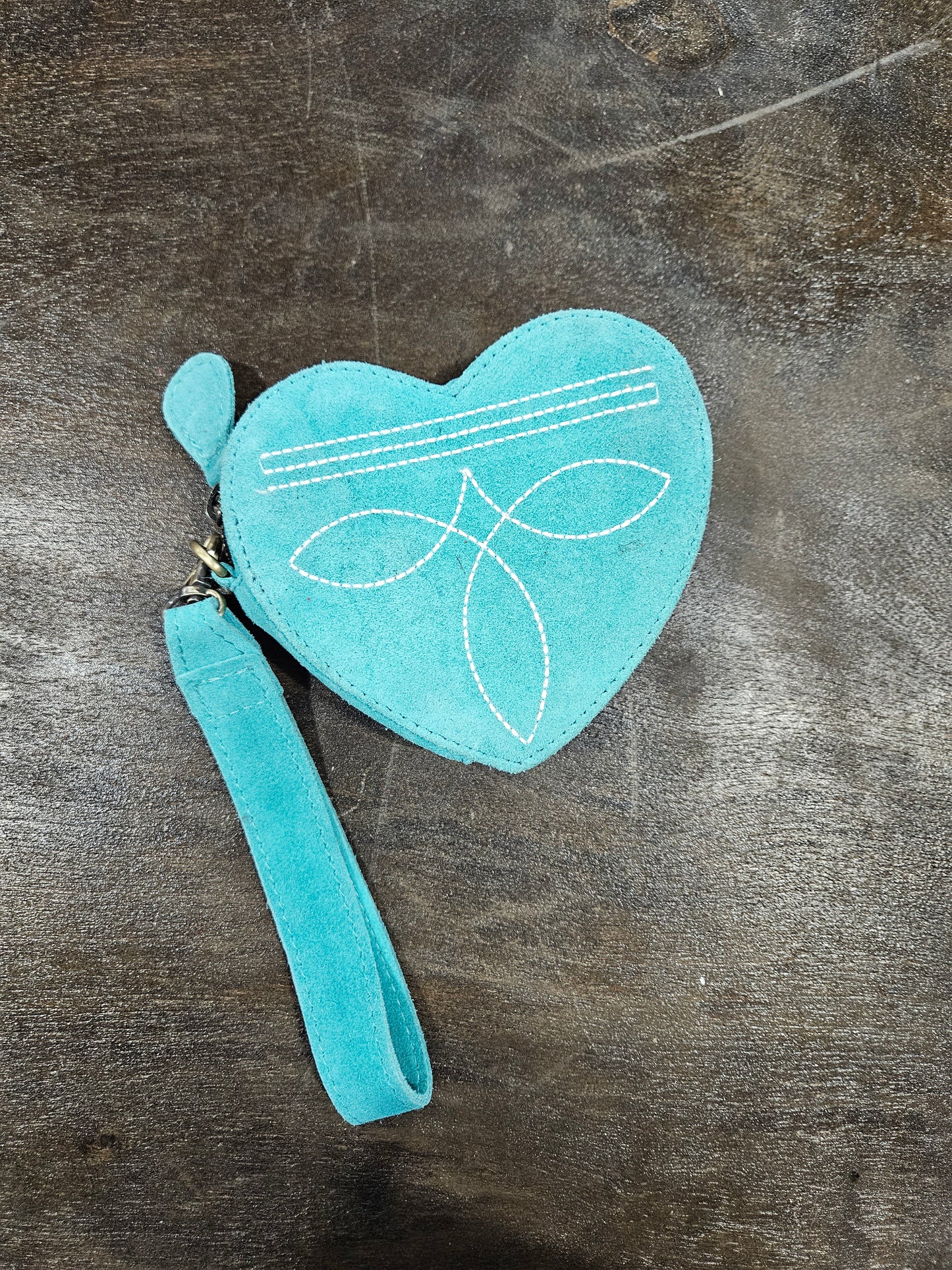 Heart Suede Wristlet