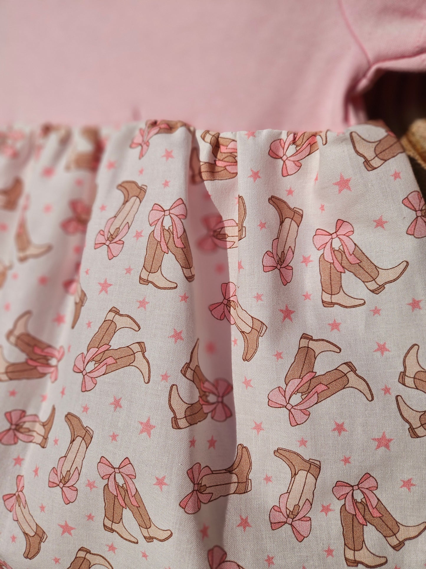 Onesie Dress-Pink Bow & Boots