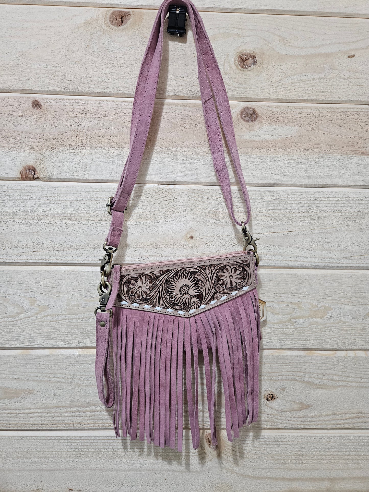 Blush Cowhide Mini Fringe