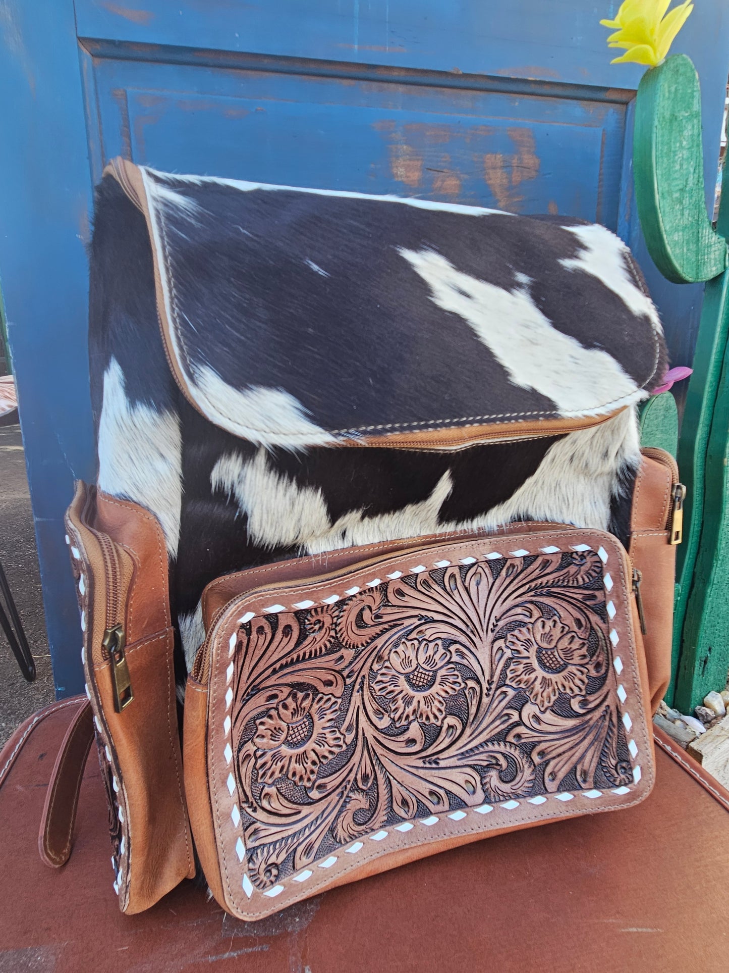 Cowhide Tooled Backpack
