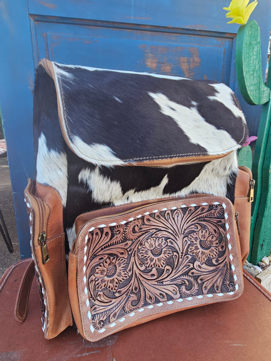 Cowhide Tooled Backpack