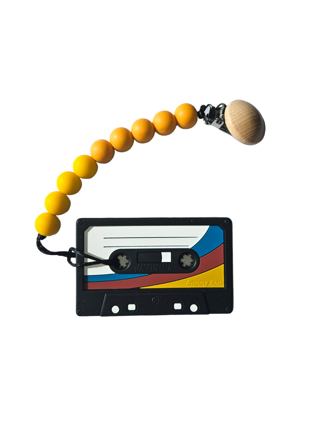 Retro Cassette Tape Silicone Teether (Black)