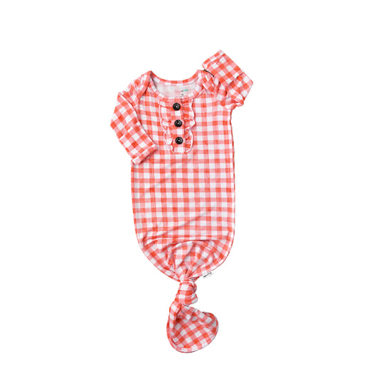 Gigi and Max Knotted Gown- Pink Gingham