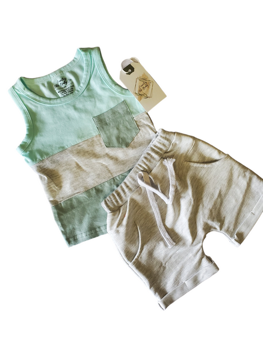 Infant Boys Summer Fit Mint and Grey