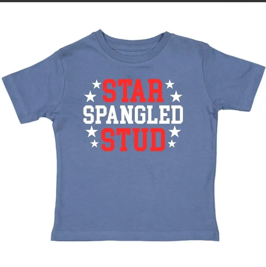 Star Spangled Stud Short Sleeve Shirt - 4th of July Kids Tee