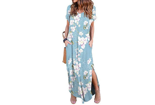 Light Blue Floral Maxi Dress