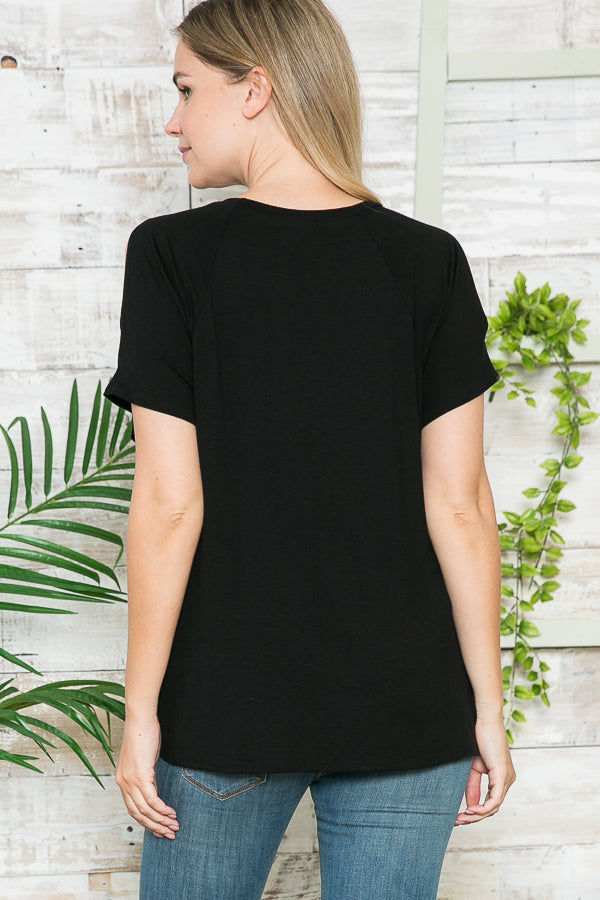 Cold Shoulder Front Knotted Crew Neck Maternity Tee