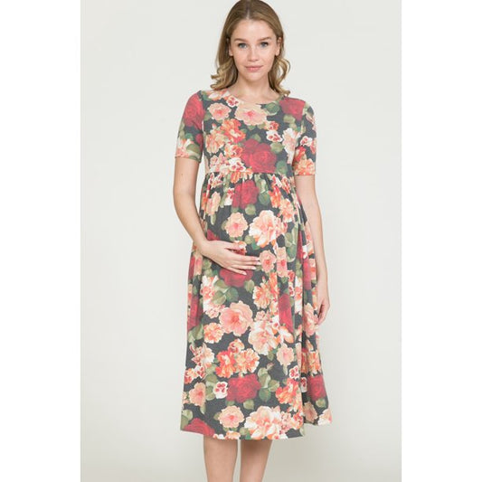 Maternity Baby Doll Floral Dress