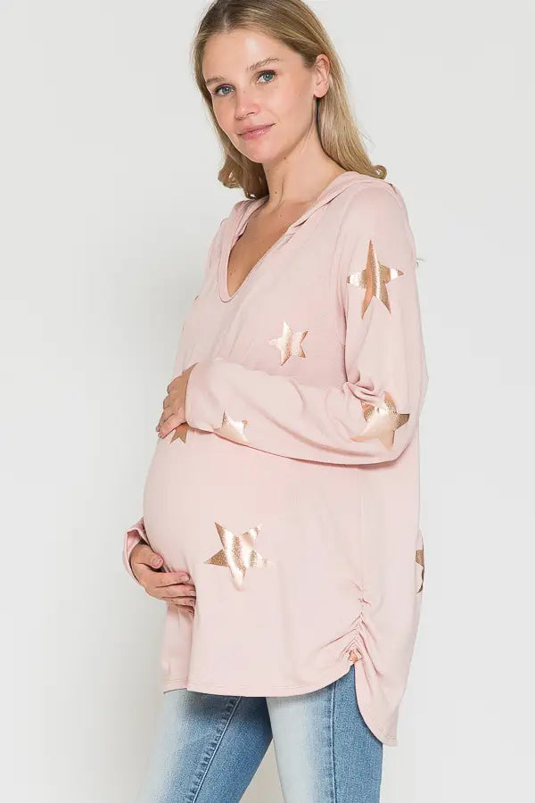 Star Hooded Maternity Sweater
