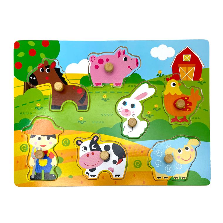 Wooden Farm Animal Peg Puzzle